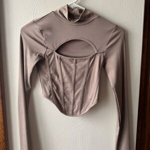 Fashion Nova Long Sleeve Cut Out Corset Top